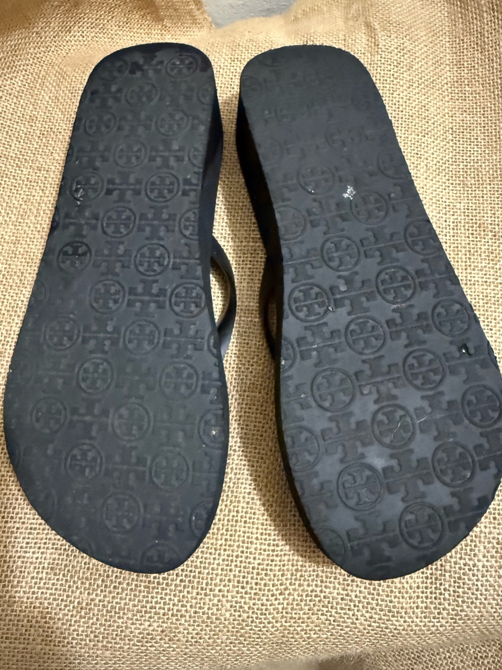 Tory Burch Wedge Black and White Zebra-Print Logo Flip Flops - Picture 6 of 6